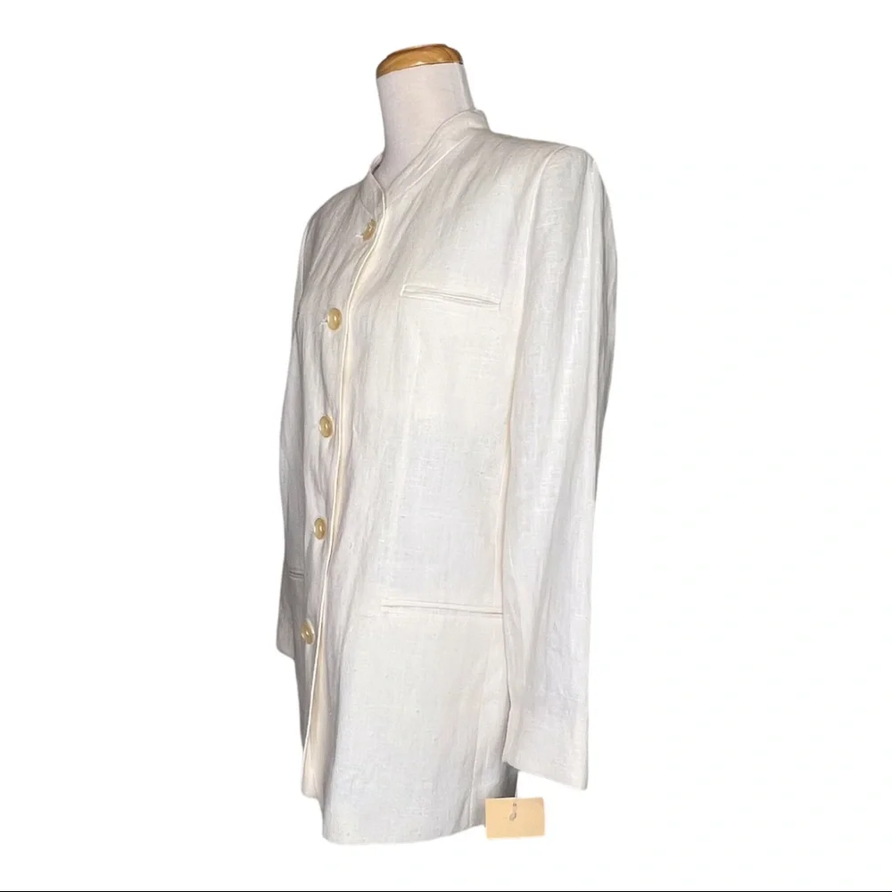 Harvé Benard By Benard Holtzman Vintage Womens Linen Kimono Jacket Ivory Size 10